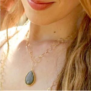 Labradorite Drop Pendant on 24” Gold Fill Chain
